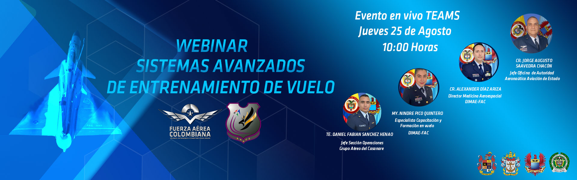 Invitación a webinar "Sistemas Avanzados de Entrenamiento de Vuelo" 