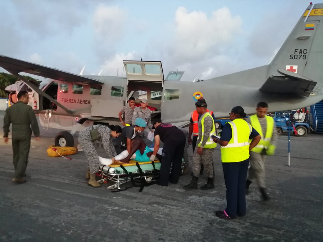 Dos providéncianos víctimas de un accidente de tránsito fueron asistidos por la Fuerza Aérea Colombiana