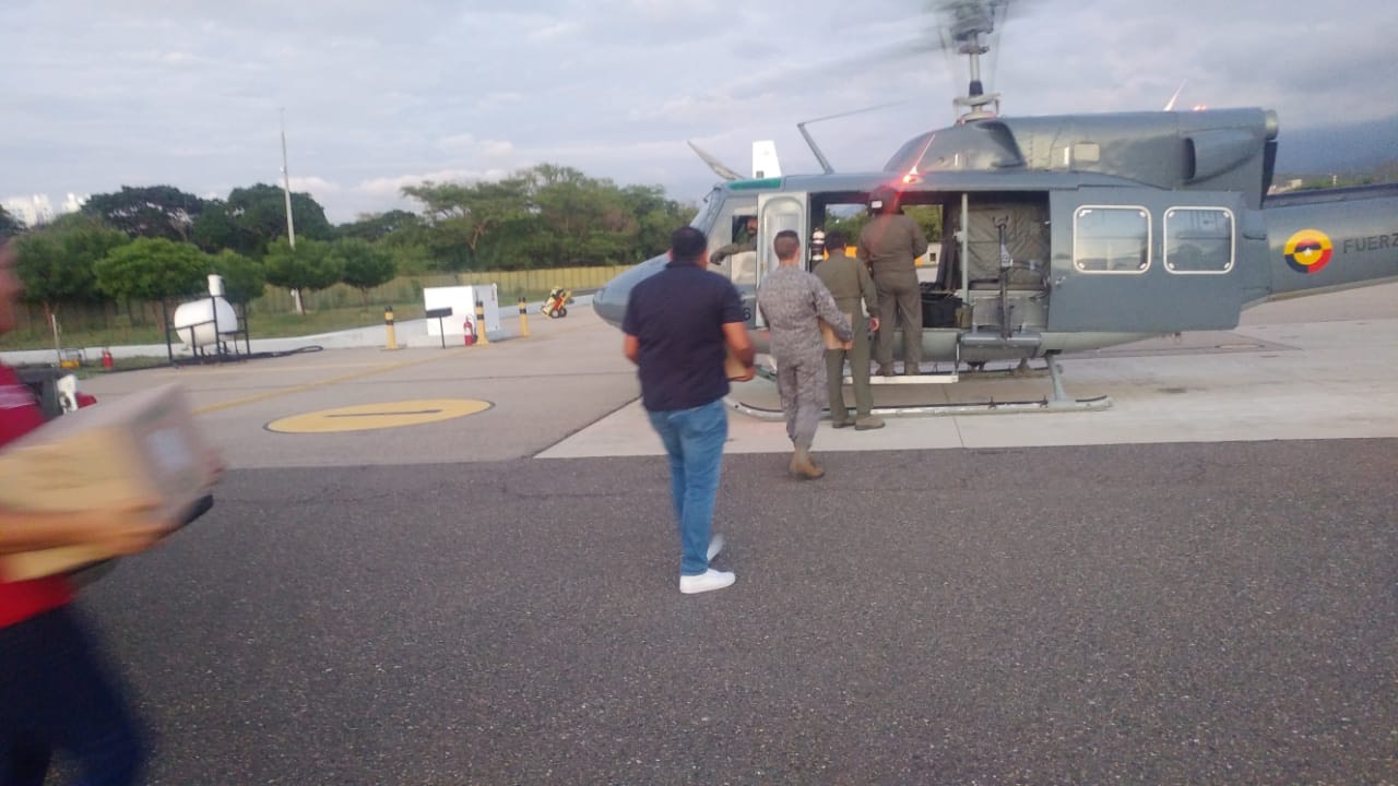 Con helicóptero de la Fuerza Aérea Colombiana atienden emergencia en el municipio de Concordia 