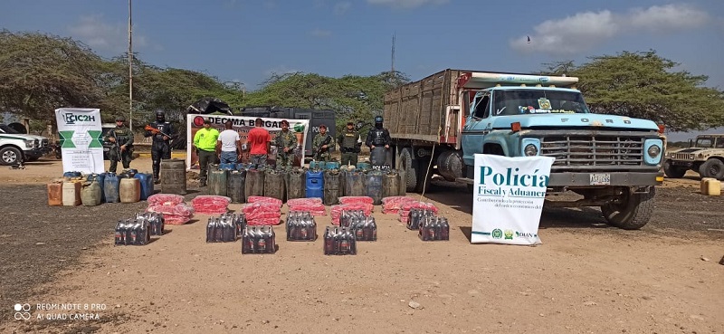 Fueron incautados 800 galones de combustible de contrabando, en La Guajira