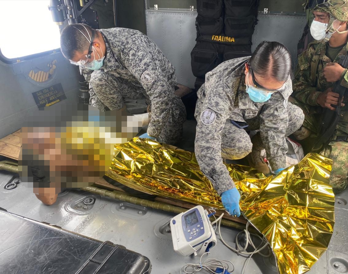 Menor herida fue evacuada por su Fuerza Aérea Colombiana en Antioquia