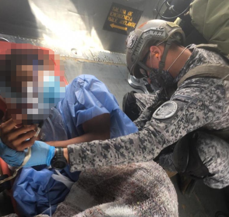 Un menor herido, fue evacuado en un helicóptero de la Fuerza Aérea