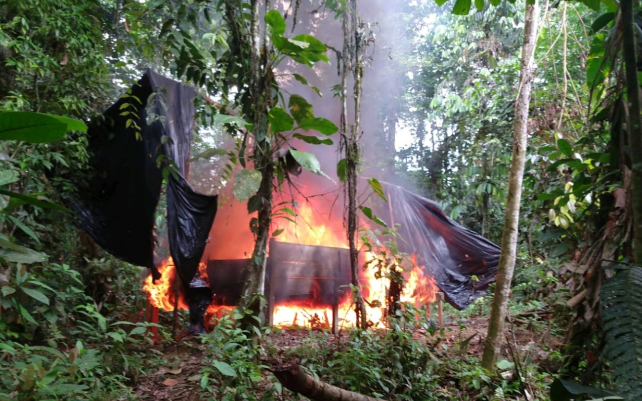 Destruidos laboratorios para el procesamiento de pasta base de coca en Antioquia