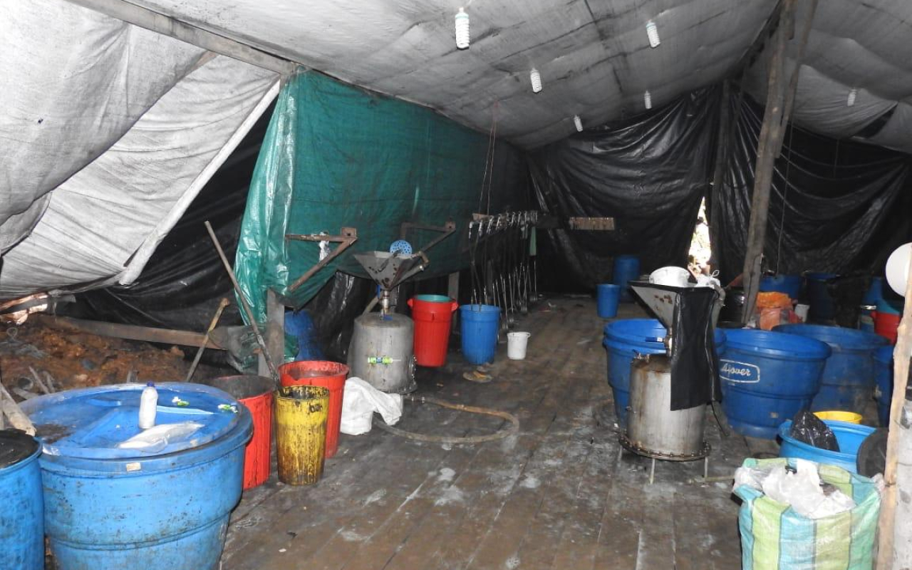 Destruido laboratorio para el procesamiento de cocaína en el Cauca