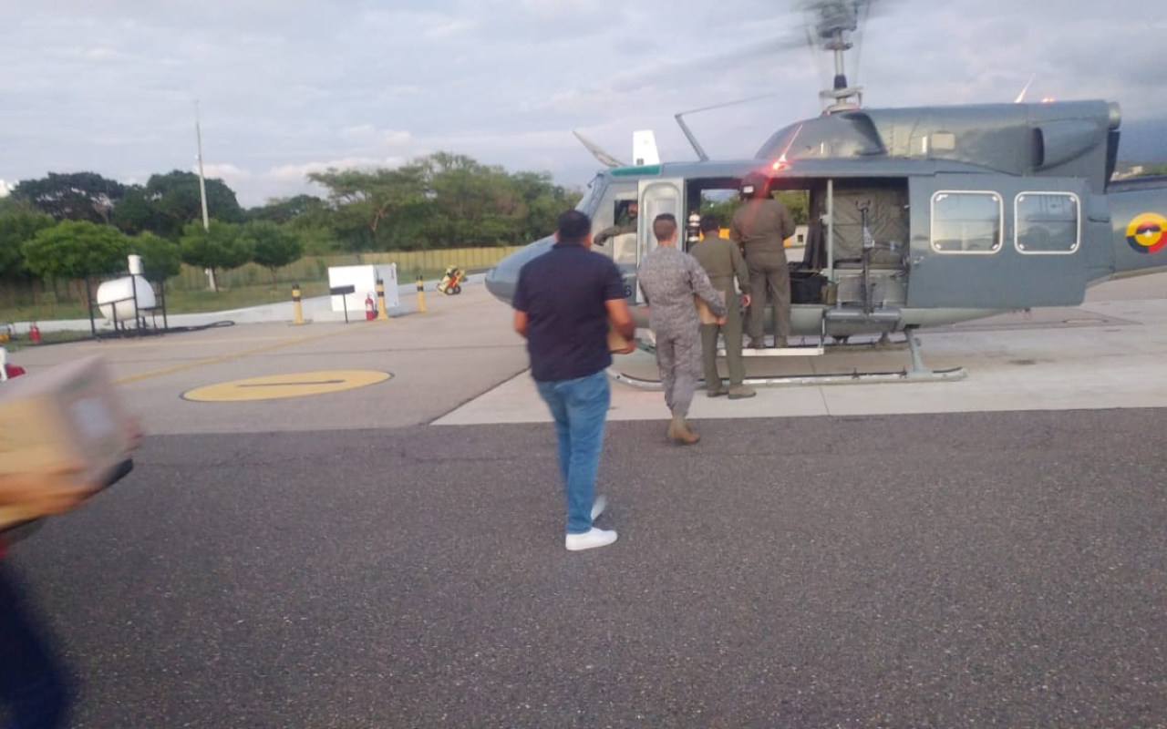 Con helicóptero de la Fuerza Aérea Colombiana atienden emergencia en el municipio de Concordia 