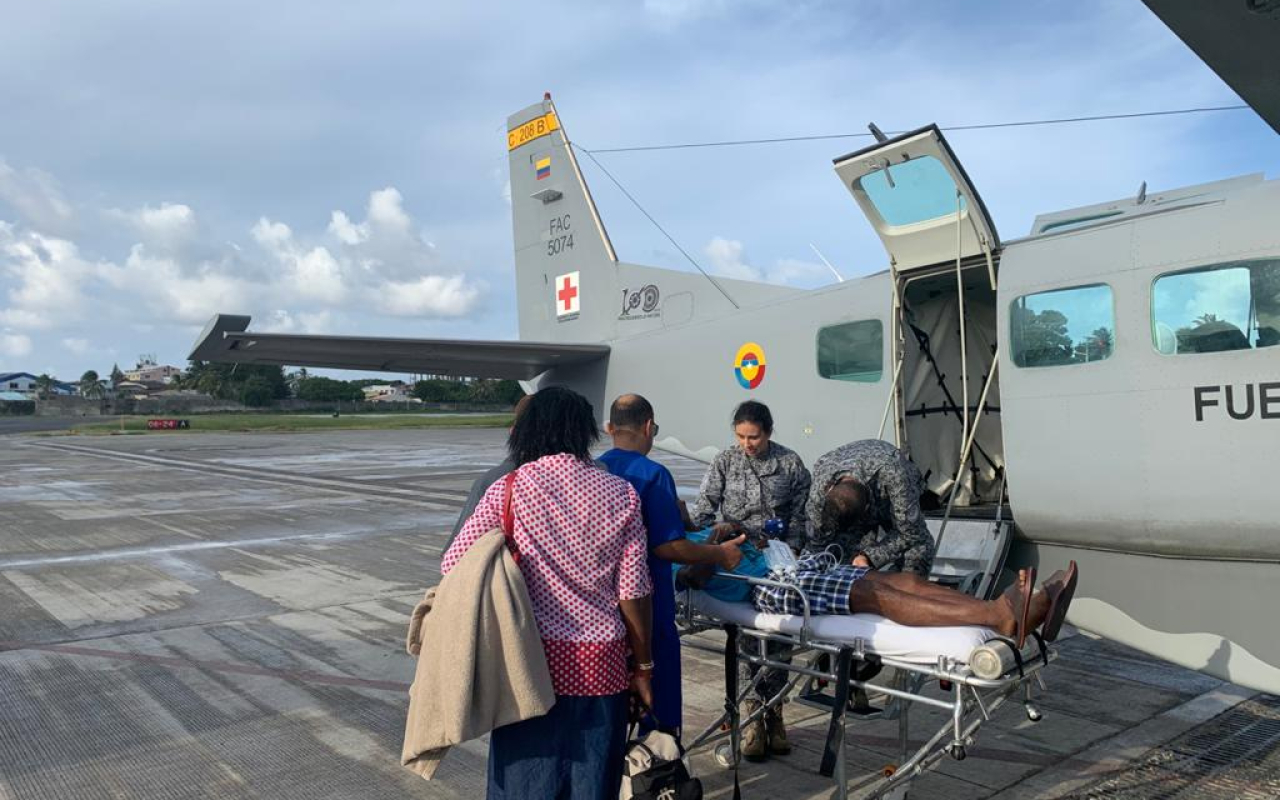 El Grupo Aéreo del Caribe realiza su traslado aeromédico No. 56 en la Isla de San Andrés.