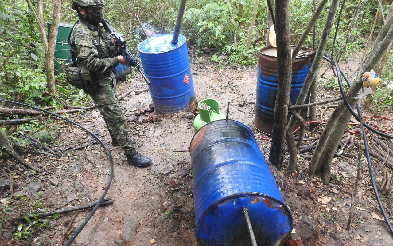 Ubicado y destruido laboratorio para el procesamiento de clorhidrato de cocaína en Norte de Santander