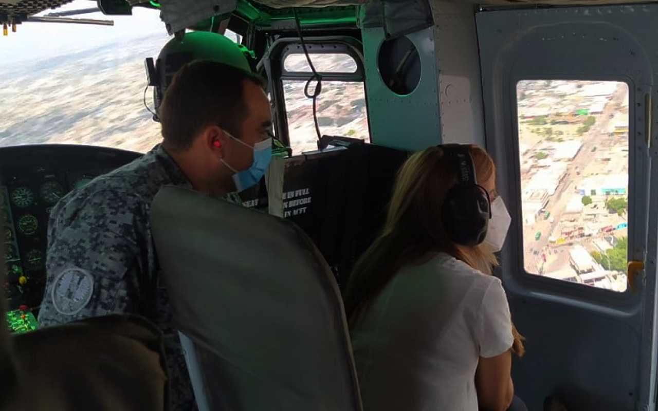 La Gobernación del Atlántico y la Fuerza Aérea verifican el cumplimiento de las medidas restrictivas en el departamento