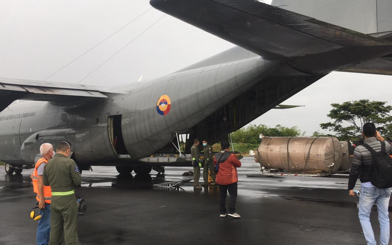  la Institución movilizó una planta productora de oxígeno desde el Comando Aéreo de Transporte Militar- CATAM, hasta el municipio de Villagarzón en Putumayo. 