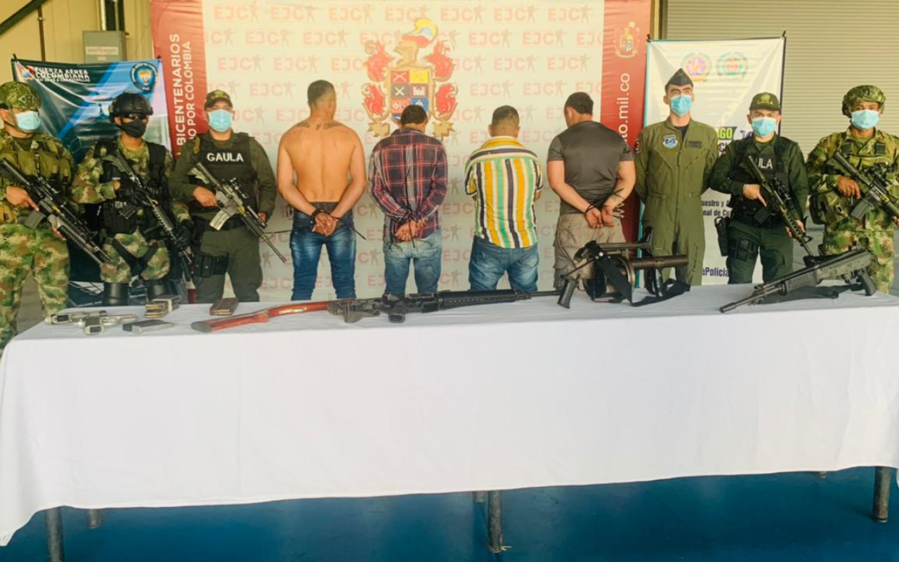 En desarrollo de la Operación Conjunta, Coordinada e Interinstitucional entre su Fuerza Aérea Colombiana, el Ejército Nacional, la Policía Nacional, la y la fiscalía general de la Nación, se lograron 04 capturas, en la vereda Llanitos, Municipio Cartagena del Chaira, Departamento Caquetá.        