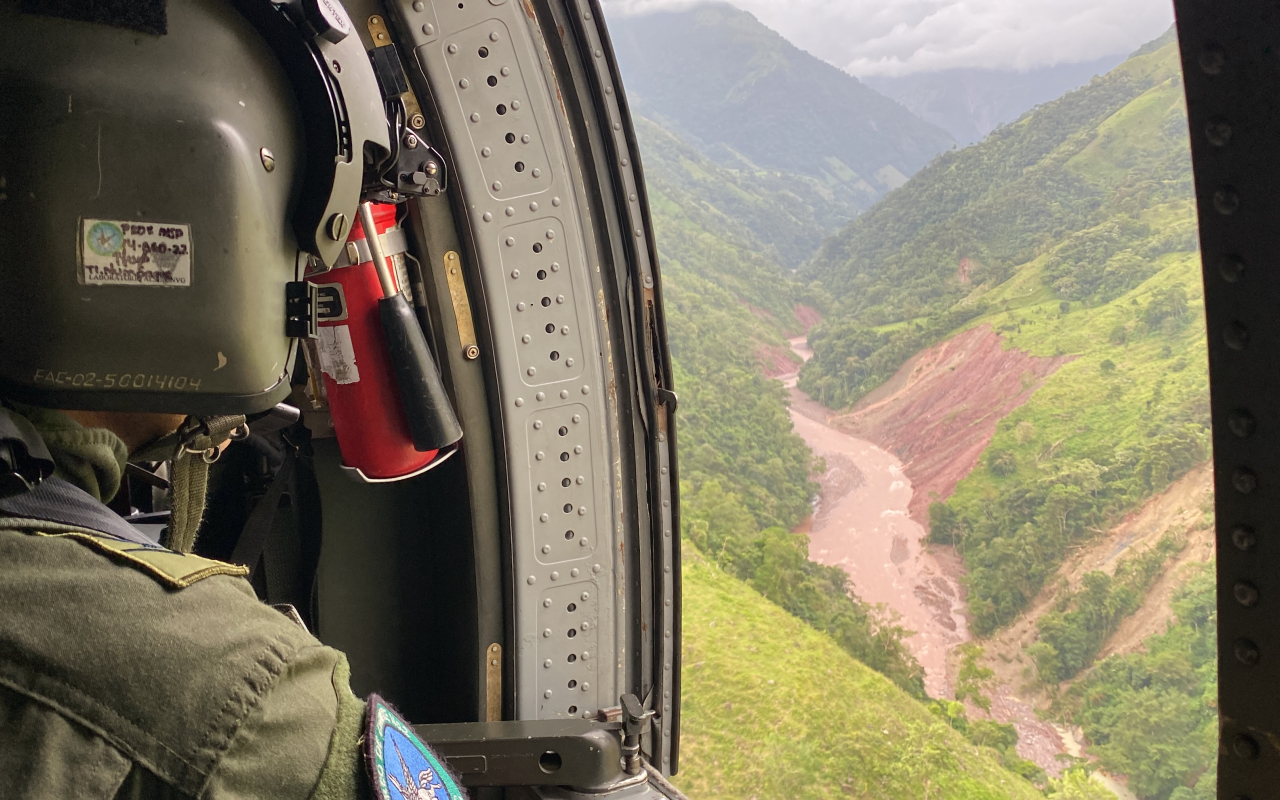 Tras avalancha, bocatoma del acueducto de Villavicencio fue monitoreada por su Fuerza Aérea y autoridades locales