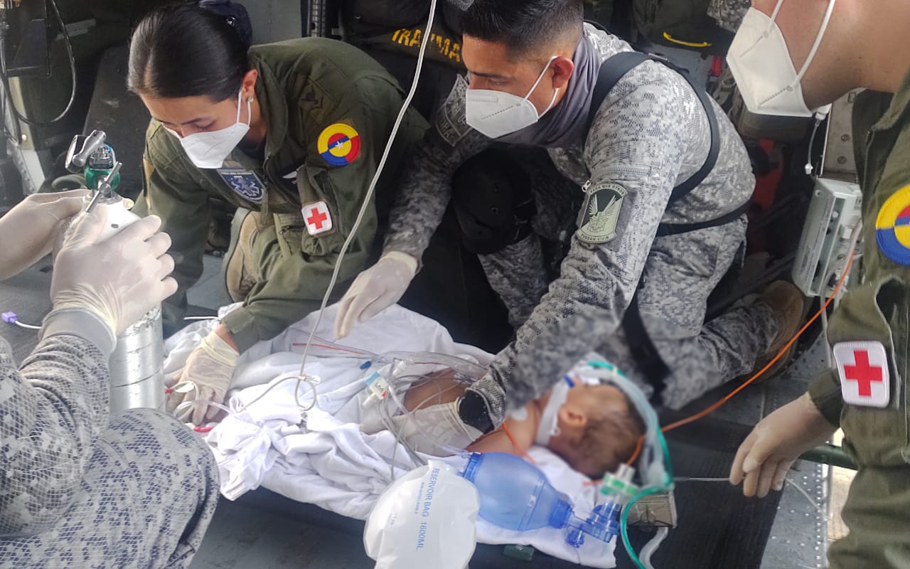 Menor de un año con afecciones respiratorias fue trasladado en un Ángel de metal desde el Urabá Antioqueño