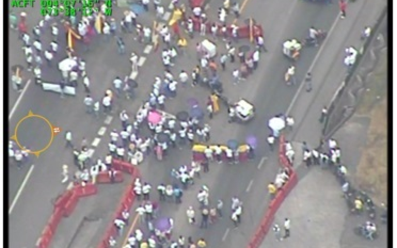 Monitoreo de seguridad durante jornada de protestas en Villavicencio