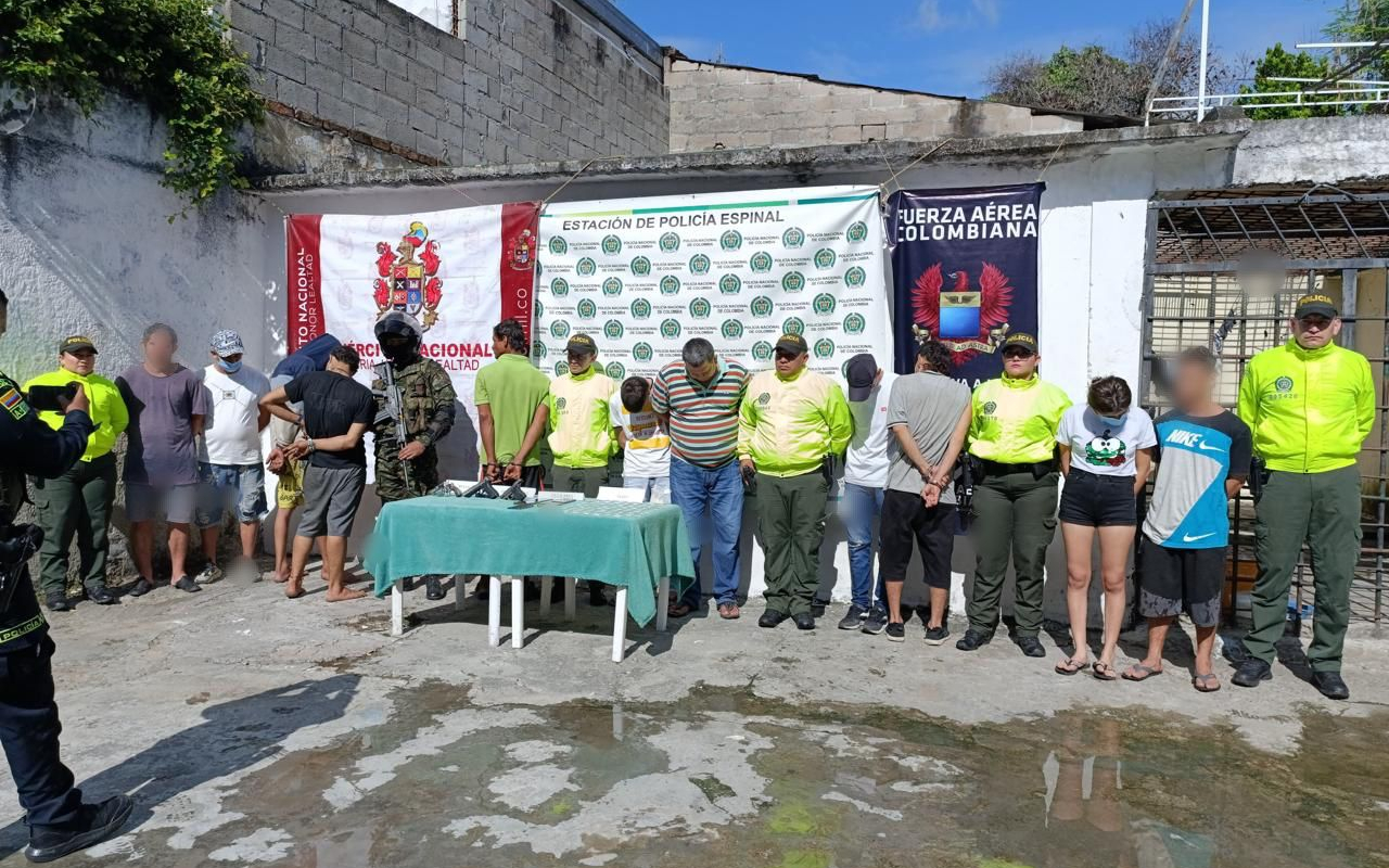 Capturados once presuntos responsables de tráfico de estupefacientes en Espinal, Tolima