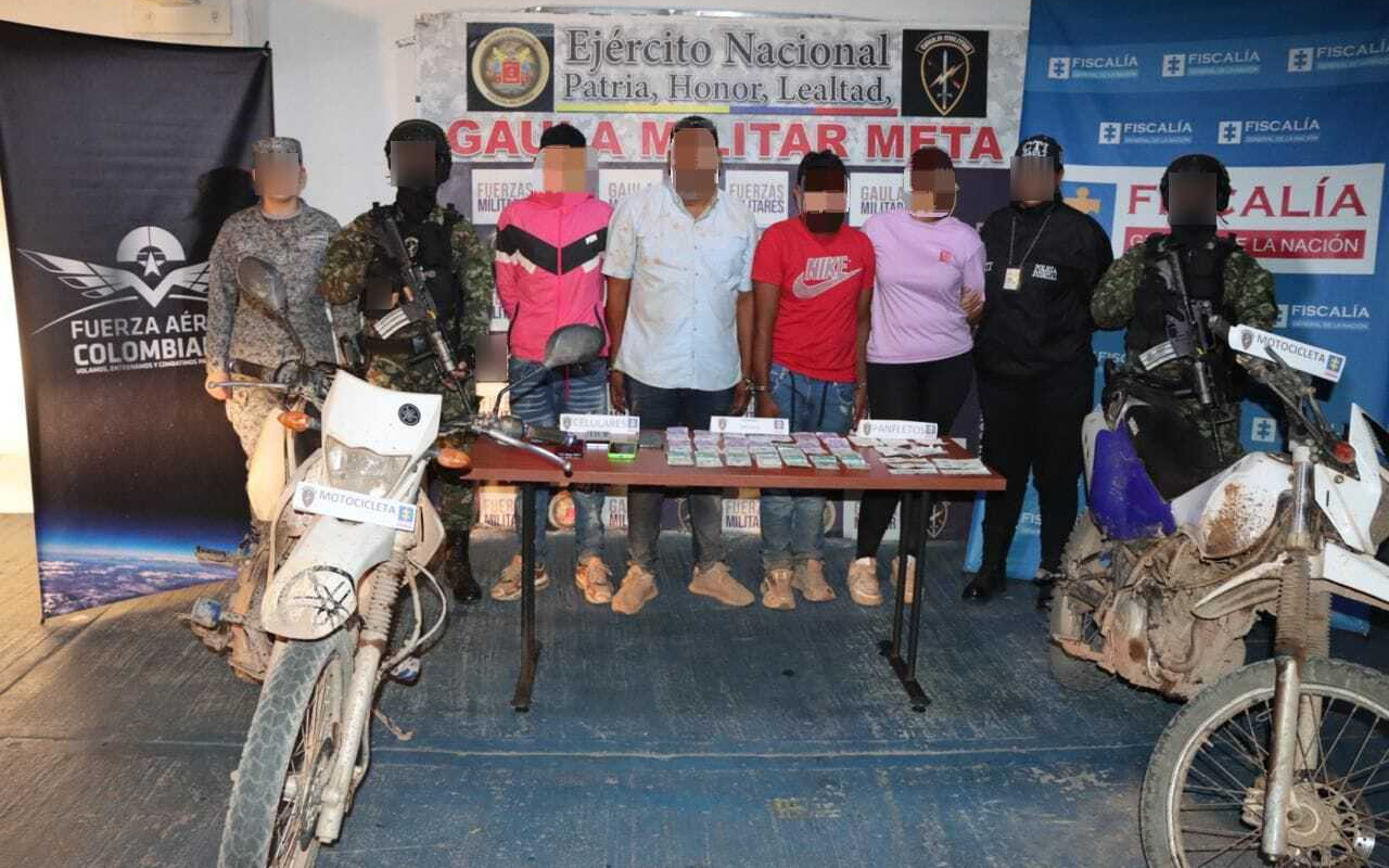 Capturas en flagrancia por delito de extorsión en el Meta