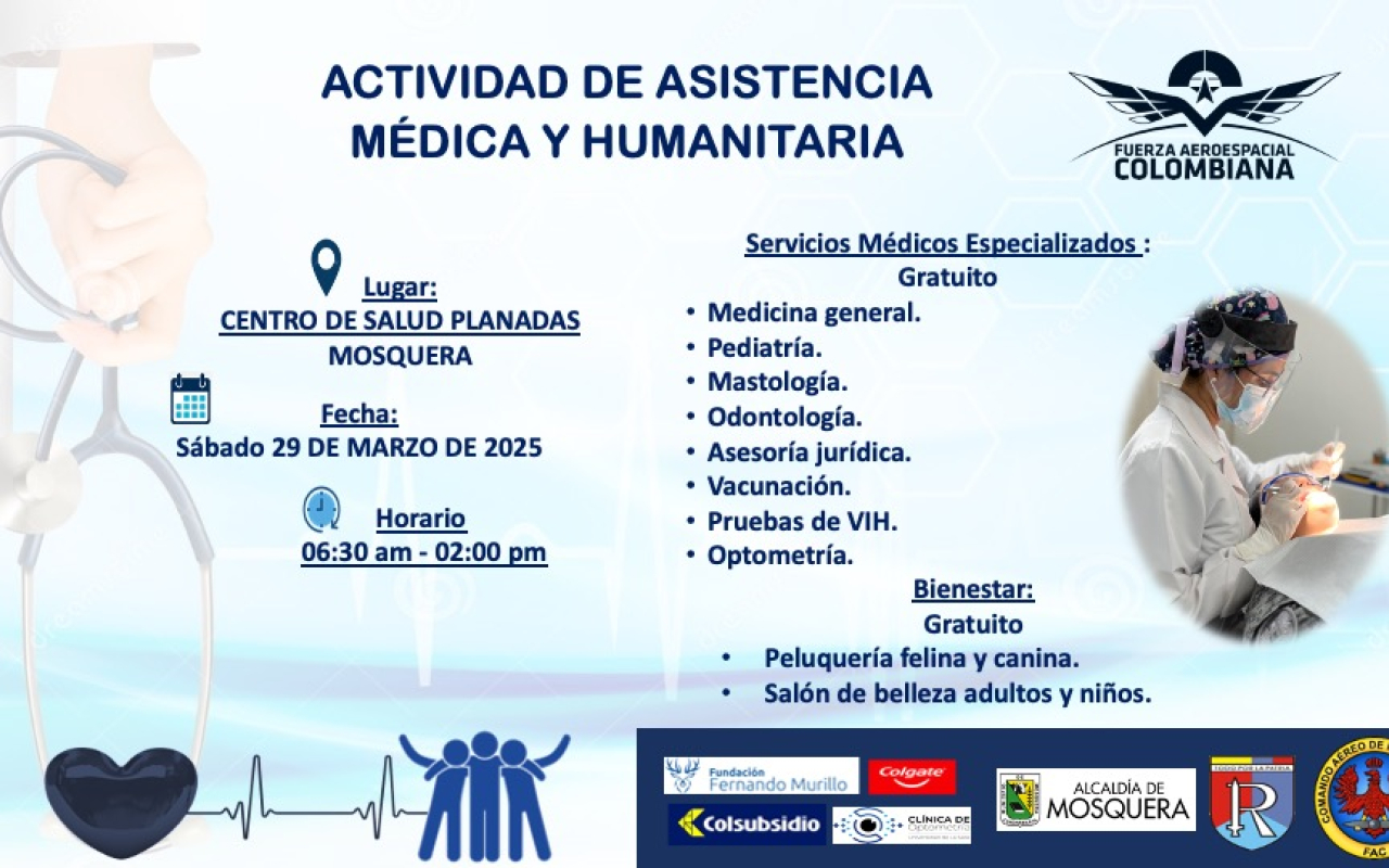 Actividad de Asistencia Médica y Humanitaria se realizará gratuitamente en Mosquera, Cundinamarca