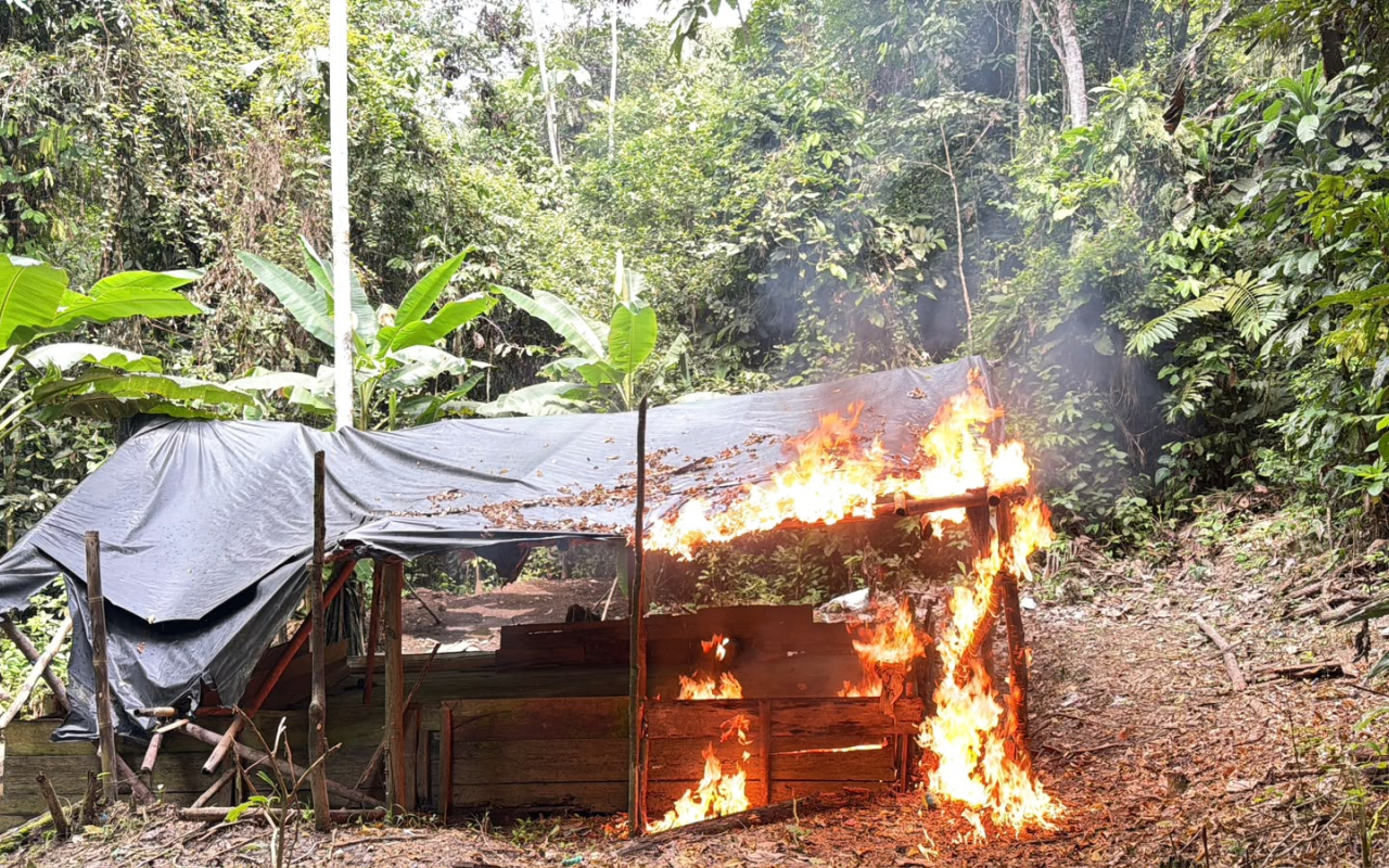 Fuerza Aeroespacial Colombiana y Policía Nacional afectaron infraestructura del narcotráfico en Tumaco, Nariño