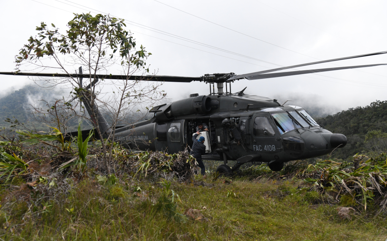En un helicóptero UH-60 dos animales silvestres regresan a su hábitat natural