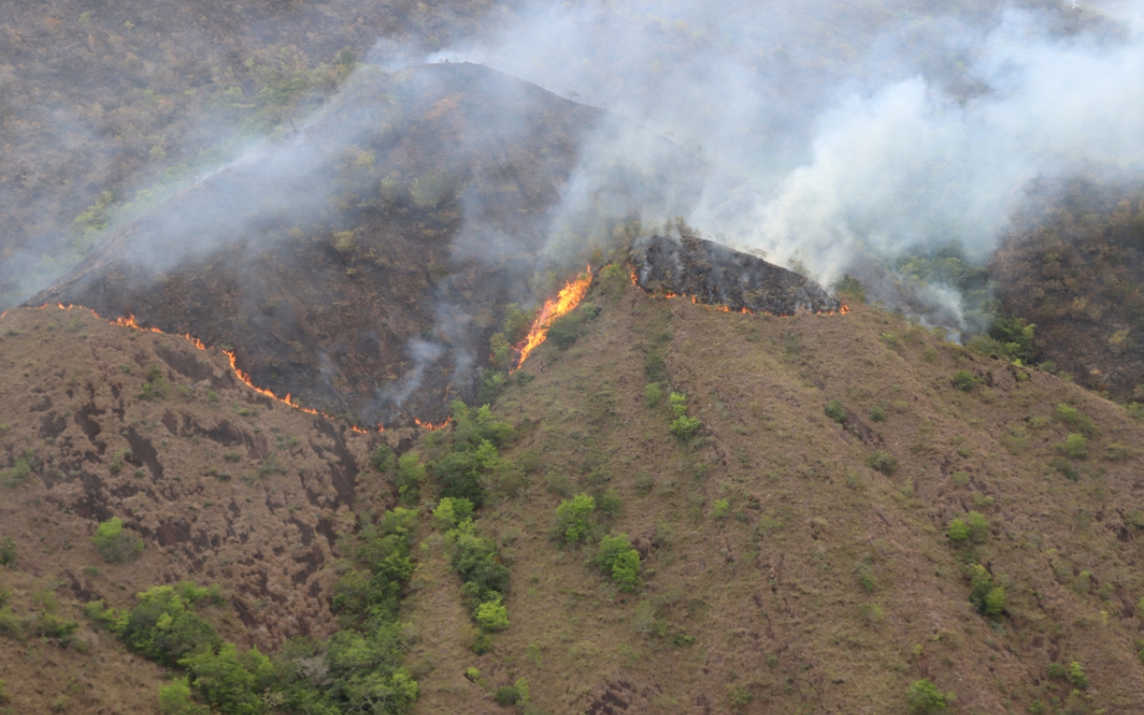 Incendio forestal en Prado, Tolima, está siendo extinguido por tierra y aire