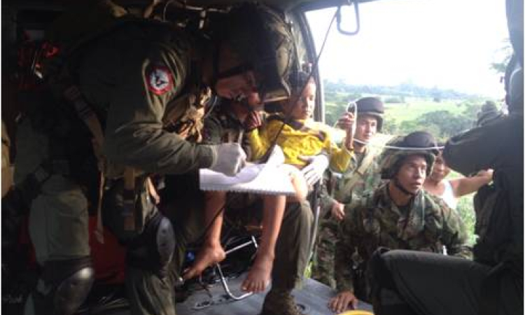 Menor de edad es evacuado por aeronave de la Fuerza Aérea Colombiana en el Meta