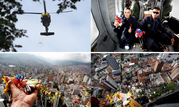CACOM 5 llenó con flores tricolor el cielo de Medellín, en los 205 años de Independencia
