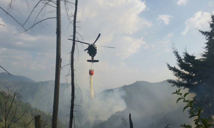 Fuerza Aérea apoya extinción de incendio en el Retiro