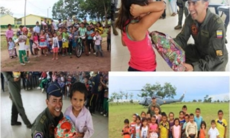 Fuerza Aérea Colombiana en el Vichada llevó alegría a niños de Santa Cecilia, Vichada