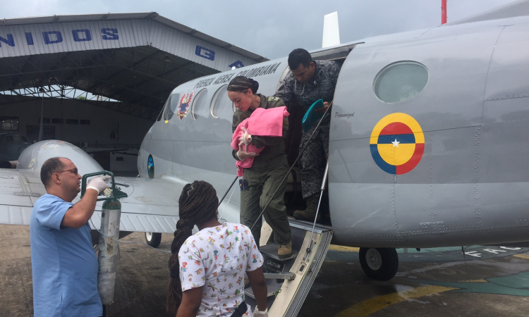 Ángel guardián del caribe colombiano realizó traslado aeromédico de una menor de 5 meses