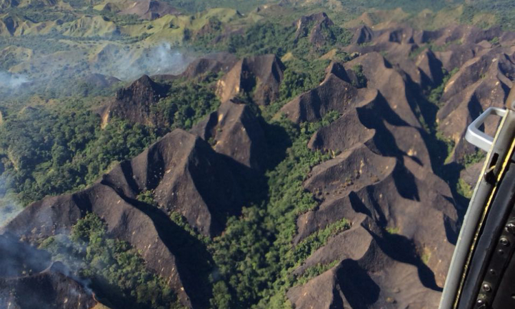 Fuerza Aérea hace reconocimiento  de incendio en el cerro Zamaricote