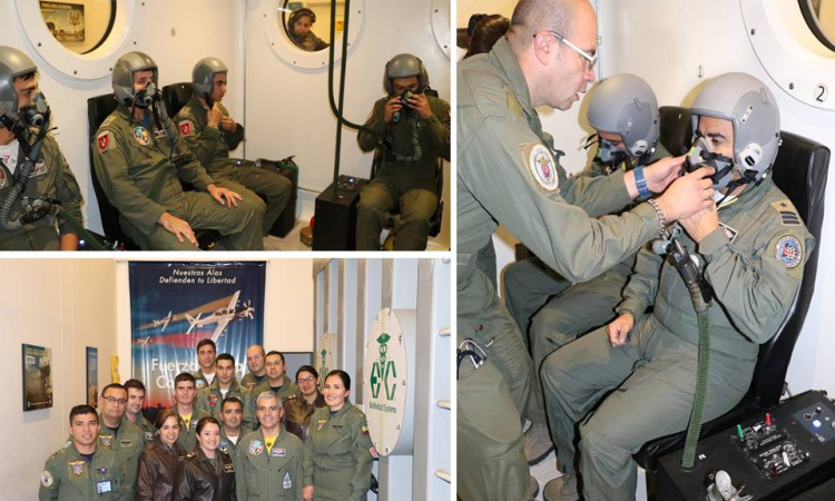 Pilotos de la Fuerza Aérea Chilena reciben entrenamiento en fisiológico en Colombia