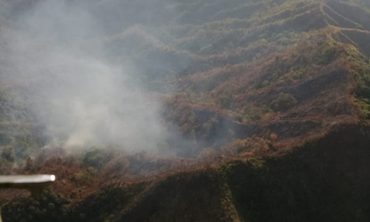 La Fuerza Aérea realizó un reconocimiento aéreo al incendio en cercanías a Santa Marta
