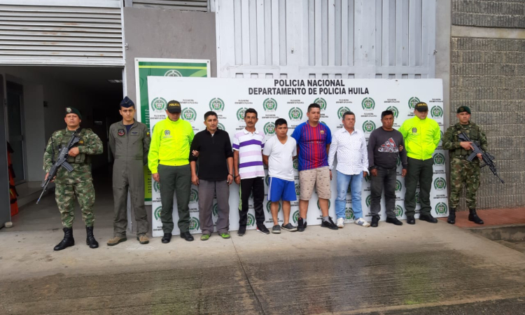 Capturados seis disidentes de las FARC que atemorizaban en los departamentos Huila, Tolima y Cauca.