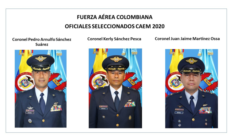 Fuerza Aérea Colombiana selecciona a tres Coroneles que adelantarán el Curso de Altos Estudios Militares que adelantarán el Curso de Altos Estudios Militares