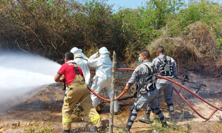 La Fuerza Aérea atiende la emergencia por incendio en Malambo