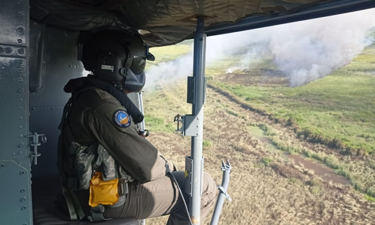 Los incendios de Isla Salamanca ya son atendidos por la Fuerza Aérea