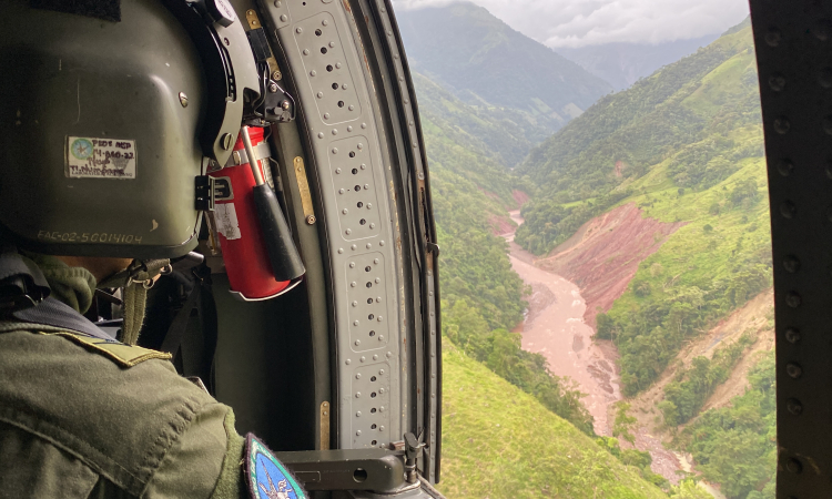 Tras avalancha, bocatoma del acueducto de Villavicencio fue monitoreada por su Fuerza Aérea y autoridades locales