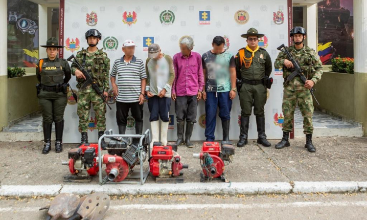Cuatro detenidos tras golpe a minería ilegal en el Huila