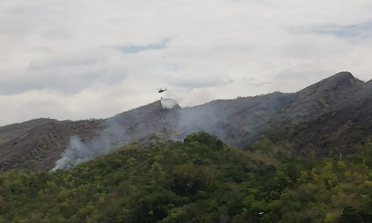 Controlado incendio forestal en Prado, Tolima, gracias al apoyo de su Fuerza Aeroespacial Colombiana