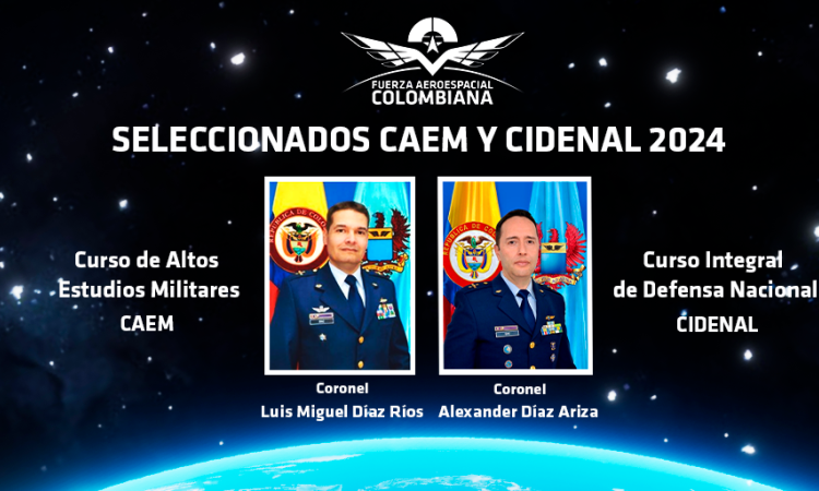 Fuerza Aeroespacial Colombiana seleccionó dos Coroneles para los cursos CAEM y CIDENAL 2024