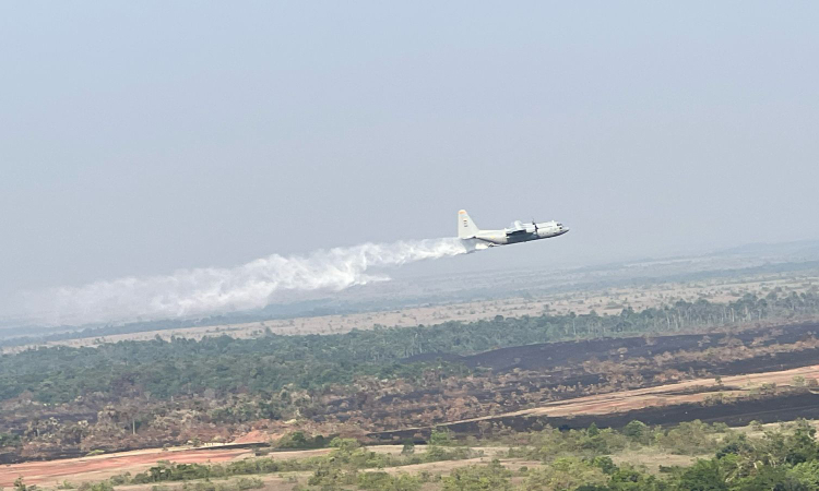 Controlado incendio forestal en el Vichada con el apoyo de la Fuerza Aeroespacial Colombiana 