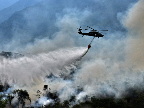 Fuerza Aérea Colombiana apoya labores de extinción de incendios en 15 departamentos