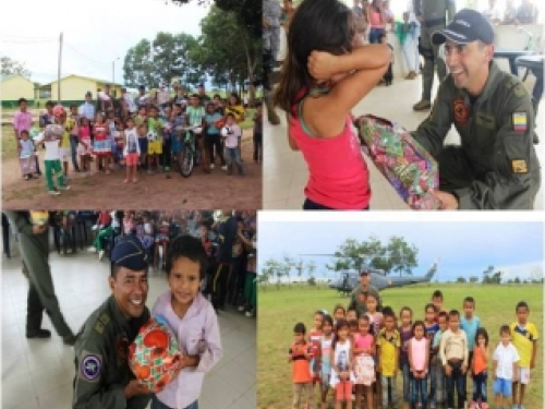 Fuerza Aérea Colombiana en el Vichada llevó alegría a niños de Santa Cecilia, Vichada