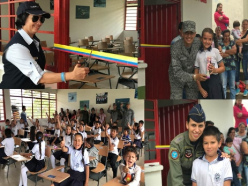 La Fuerza Aérea Colombiana benefició a 30 niños de la Institución Educativa Los Guamitos