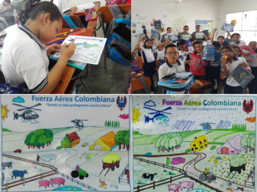 160 niños recibieron con alegría a la Fuerza Aérea Colombiana en Girardot