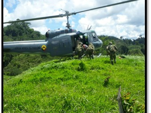 La Fuerza Aérea Colombiana y Ejercito Nacional efectúan operación contra el narcotráfico en Santander