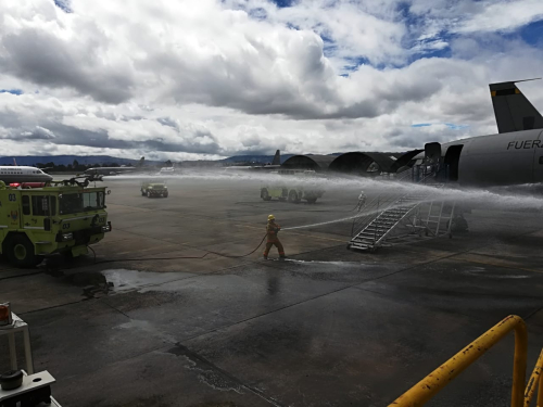 Con el fin de afianzar los conocimientos en cuanto a los procedimientos que se deben tener en cuenta en caso de presentarse un accidente aéreo, el Comando Aéreo de Transporte Militar, CATAM, a través del Departamento de Seguridad Operacional, realizó un simulacro el cual contó con la participación del personal integrante del Establecimiento de Sanidad Militar, Grupo de Seguridad y Defensa de Bases Aéreas No. 85, Grupo de Transportes y del Servicio de Extinción de Incendios de OPAIN.