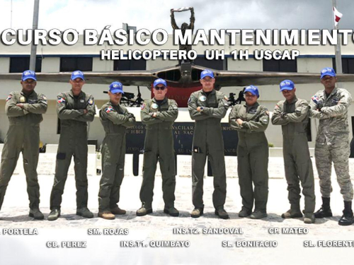 Instructores de la EHFAA capacitaron a 06  suboficiales de República Dominicana en el Curso Básico de Mantenimiento de Helicópteros UH-1H/USCAP