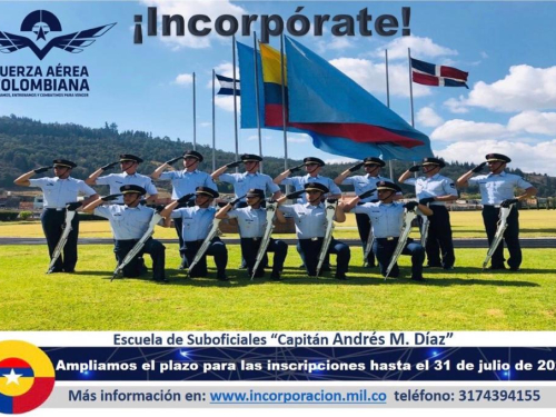 Fuerza Aérea Colombiana extiende plazo para inscripciones a los procesos de incorporación