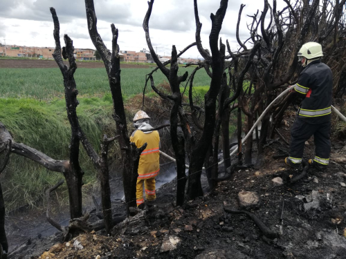  Bomberos de su Fuerza Aérea Colombiana controlan incendio forestal en la vía Madrid Cundinamarca