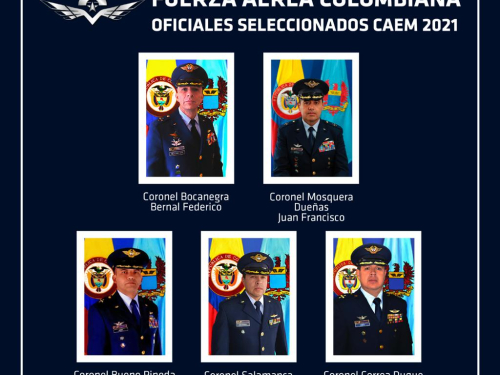Fuerza Aérea selecciona a cinco coroneles que adelantarán el Curso de Altos Estudios Militares 